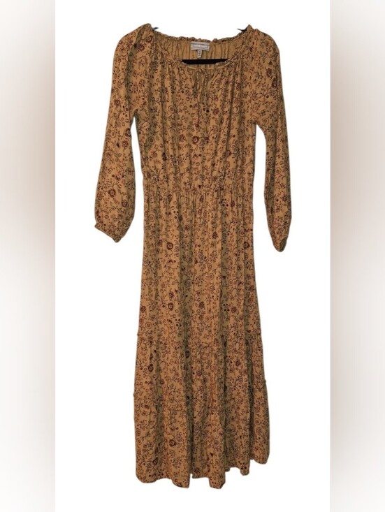Allison Brittney Dresses & Skirts - Allison Brittney Floral Fall Maxi Dress in Mustard and Rust Petite Small India